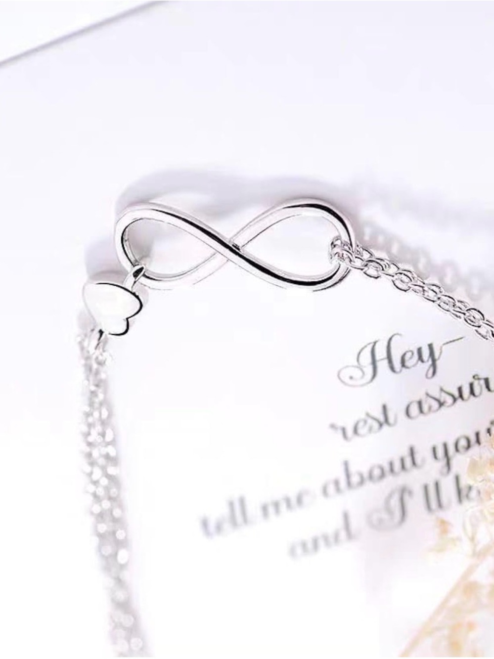 Sterling Silver Infinity Heart Forever Bracelet - Silver